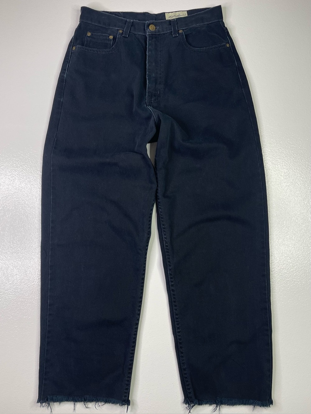 Eddie Bauer Vintage High Rise Raw Hem Black Denim Jeans Tall 10